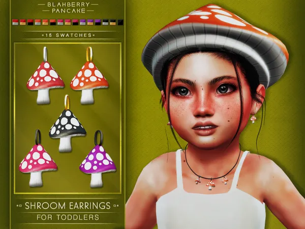 Alpha shroom earrings for toddlers blahberry pancake by blahberry-pancake - The Sims 4 Custom Content
