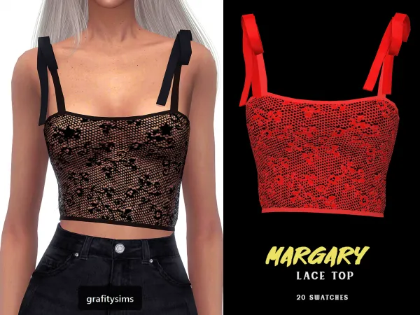 Alpha Margary Lace Top by grafity-cc - The Sims 4 Custom Content
