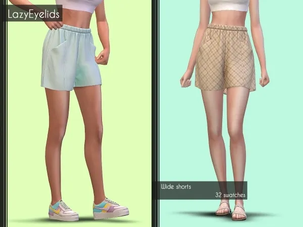 Alpha Wide shorts by lazyeyelids - The Sims 4 Custom Content