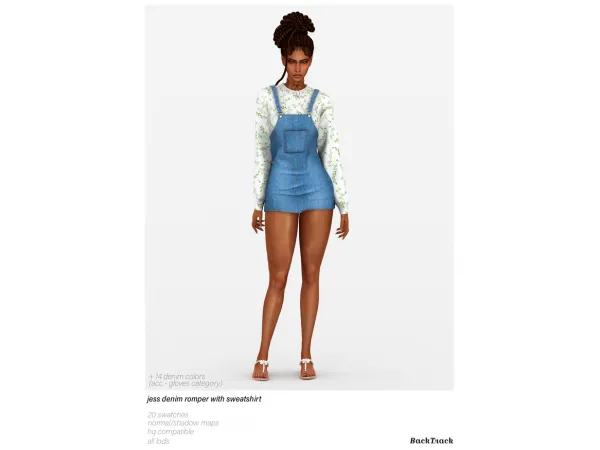 Jess Denim Romper with Sweatshirt by BackTrack
