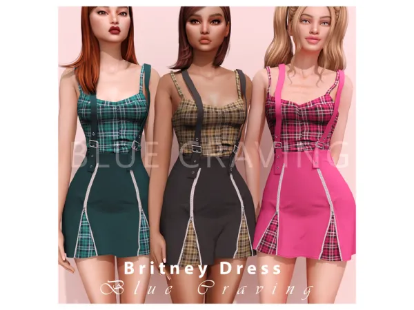 Alpha Blue Craving Britney Dress by bluecraving - The Sims 4 Custom Content