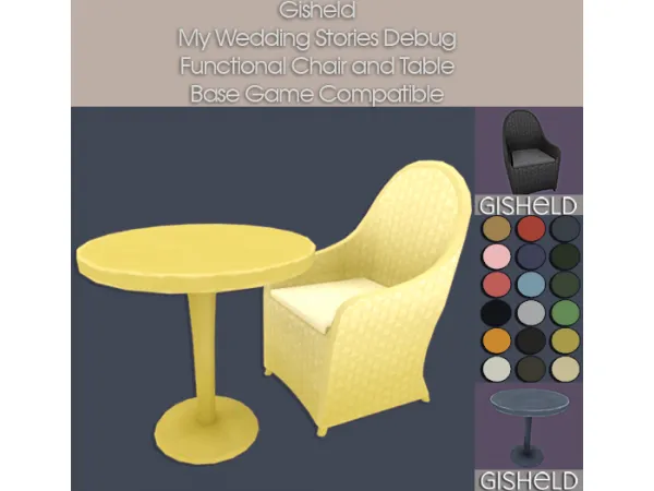 Maxis Match My Wedding Stories Functional Debug Chair And Table by gisheld - The Sims 4 Custom Content
