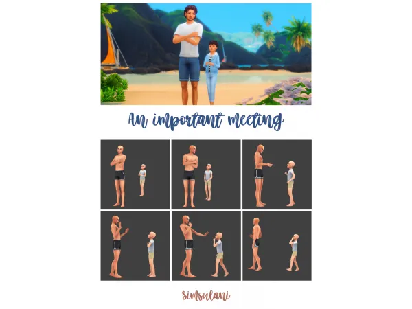 Mix 241 Pose Pack An important meeting by Simsulani - The Sims 4 Custom Content
