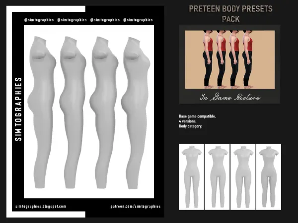 Alpha Preteen Body Preset by simtographies - The Sims 4 custom content