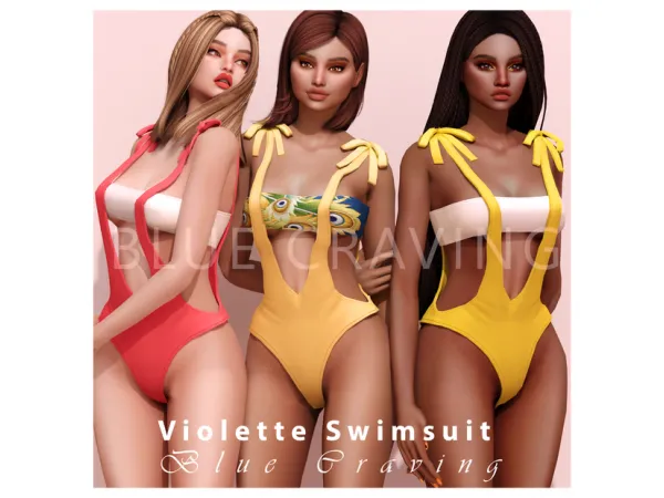 Alpha Blue Craving Violette Swimsuit by bluecraving - The Sims 4 Custom Content