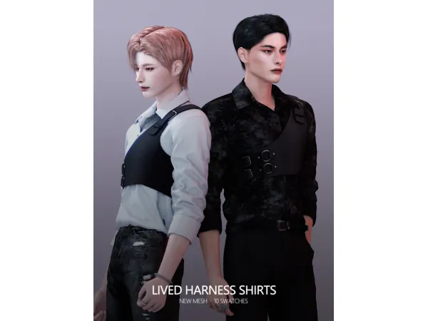 Alpha LIVED Harness Shirts by - The Sims 4 Custom Content
