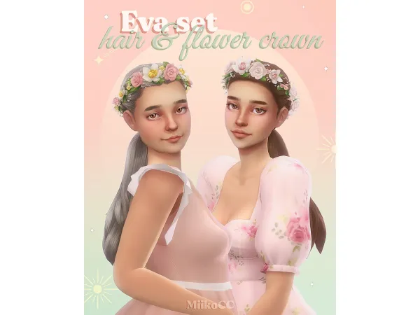 Maxis Match Eva set Hair flower crown by simsfinds - The Sims 4 Custom Content