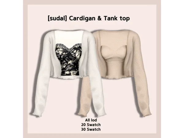 Alpha Cardigan Tank top 12 sims by sudal - The Sims 4 Custom Content