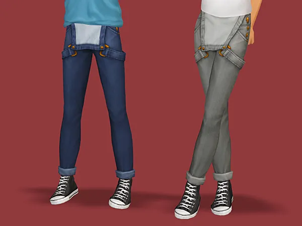 4t2 EP09 Dungarees Denim now for CU by simsfinds - The Sims 2 Custom Content
