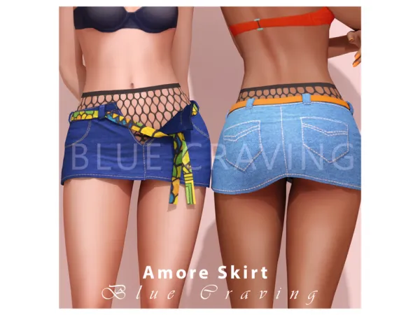 Alpha Blue Craving Amore Skirt by bluecraving - The Sims 4 Custom Content
