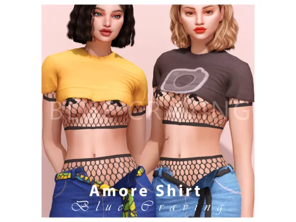 Alpha Blue Craving Amore Shirt by bluecraving - The Sims 4 Custom Content