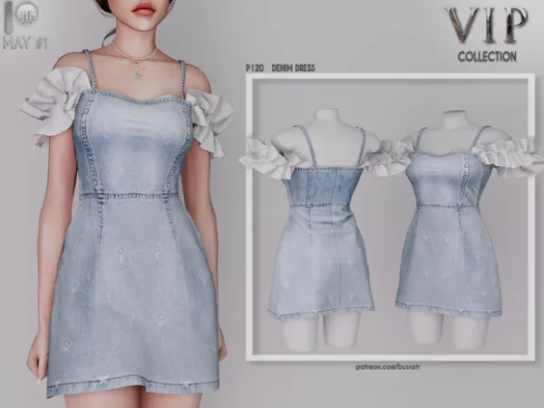 Alpha DENIM DRESS P120 tr by busra - The Sims 4 Custom Content
