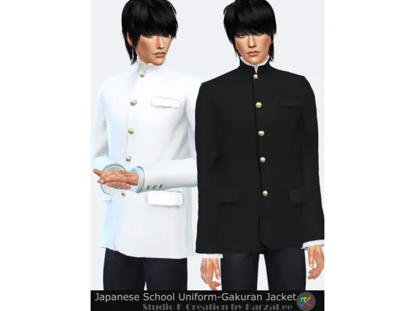 Alpha Japanese School Uniform Gakuran Jacket by simsfinds - The Sims 4 Custom Content
