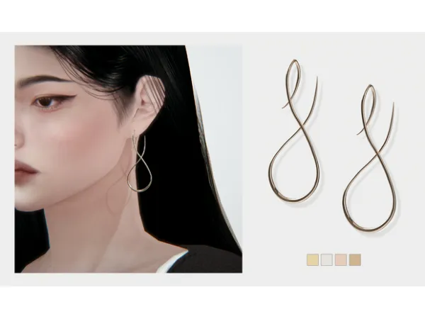 Alpha Drift Twisted Earrings by Chih - The Sims 4 Custom Content
