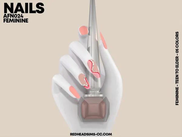 Alpha AF NAILS N024 by redheadsims - The Sims 4 custom content
