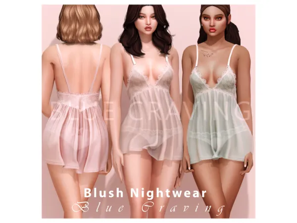 Alpha Blue Craving Blush Nightwear by bluecraving - The Sims 4 Custom Content