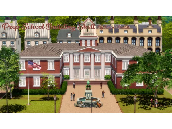 Maxis Match Prep School Building Shell by Bean's Builds - The Sims 4 Custom Content