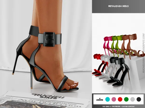 Alpha METALIZADA HEELS FREE by ruchellsims - The Sims 4 Custom Content