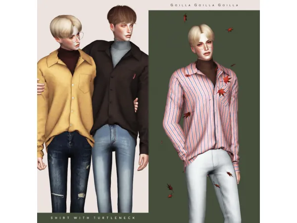 Alpha Shirt with Turtleneck by simsfinds - The Sims 4 Custom Content