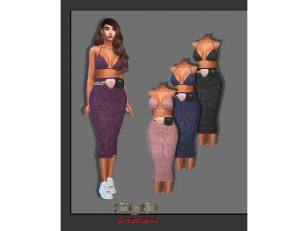 Alpha Top and Skirt with PRADA waist bag by fusionstylesims4 - The Sims 4 Custom Content