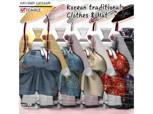 Alpha Korean traditional clothes hat by simsfinds - The Sims 4 Custom Content