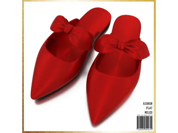 Alpha Ribbon Flat Mules by simsfinds - The Sims 4 Custom Content