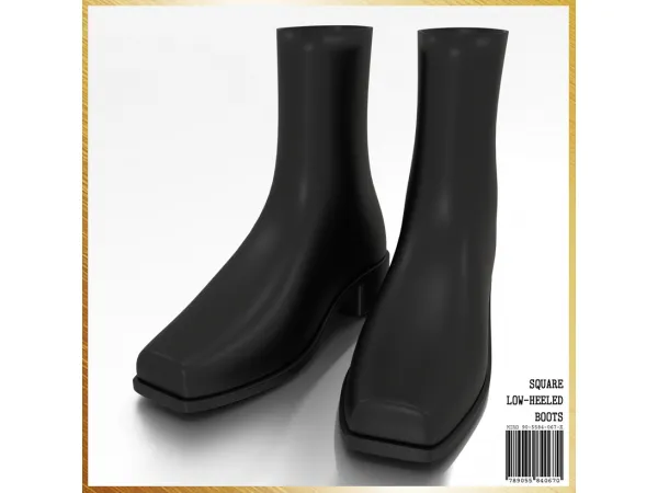 Alpha Square Low Heeled Boots by simsfinds - The Sims 4 Custom Content