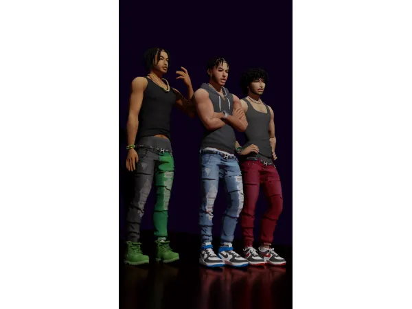 Alpha Slim Frayed Jeans by simsfinds - The Sims 4 Custom Content