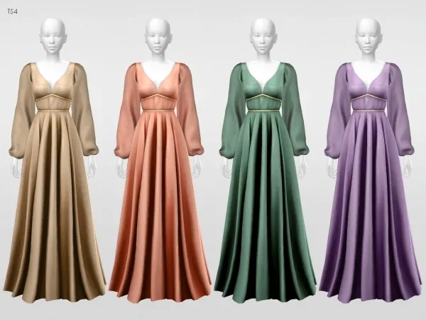 Alpha Sifix Bohemian Wedding Caoimhe Dress RC by elfdor - The Sims 4 Custom Content