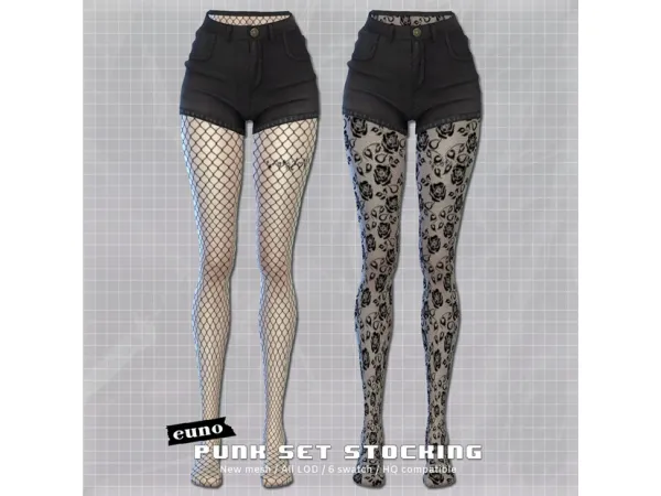 Alpha punk set mesh stocking by euno sims - The Sims 4 Custom Content