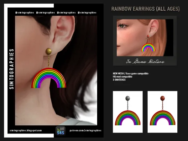 Maxis Match Rainbow Earrings - The Sims 4 Custom Content