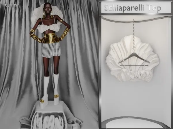 Alpha Schiaparelli Brallette bubble Top by polygoncouture - The Sims 4 Custom Content