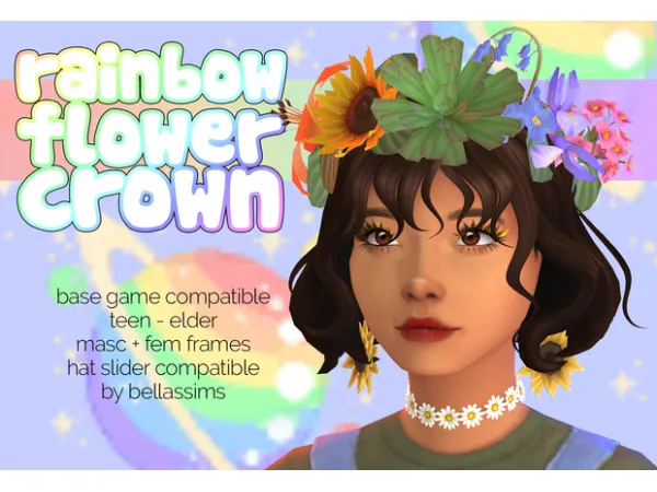 Maxis Match Rainbow Flower Crown by simsfinds - The Sims 4 Custom Content