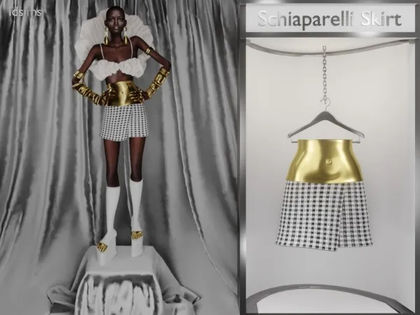 Alpha Schiaparelli Mini Skirt by polygoncouture - The Sims 4 Custom Content