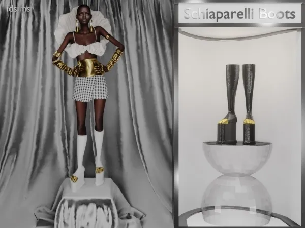 Alpha Schiaparelli Boots by polygoncouture - The Sims 4 Custom Content