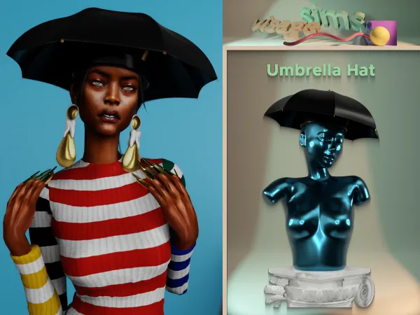 Alpha Umbrella Hat - The Sims 4 Custom Content