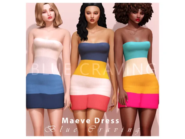 Alpha Blue Craving Maeve Dress by bluecraving - The Sims 4 Custom Content