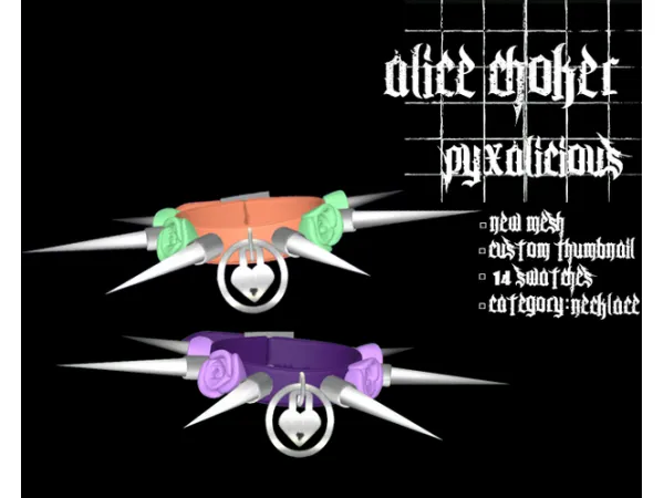 Alpha alice choker by simsfinds - The Sims 4 Custom Content