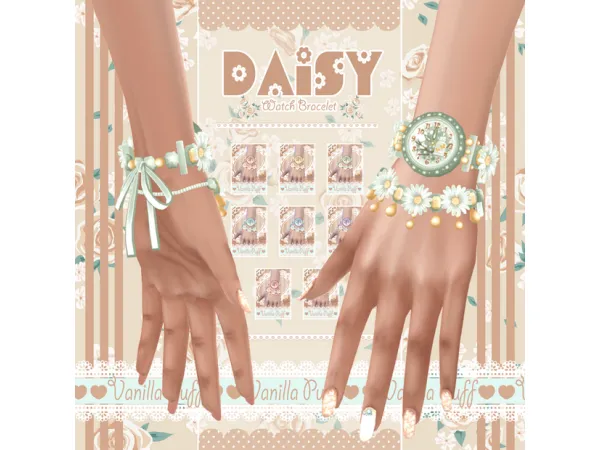 Maxis Match Bracelet DAISY Watch Bracelet by simsfinds - The Sims 4 Custom Content