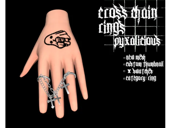 Alpha cross chain rings by pyxalicious - The Sims 4 Custom Content