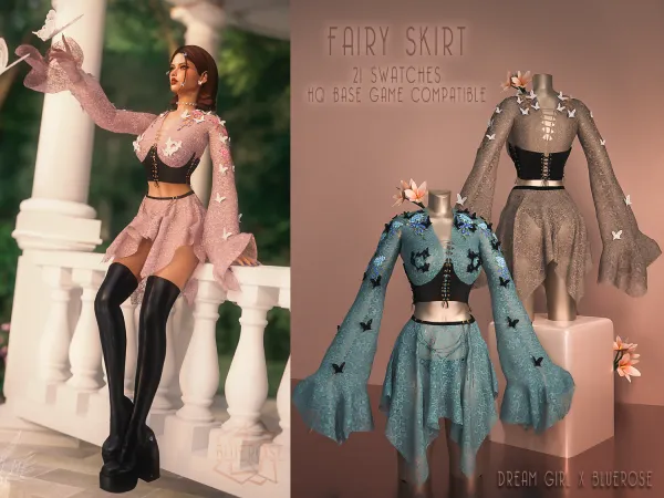 Alpha Fairy Skirt BRsims x Dream Girl by bluerose-sims - The Sims 4 Custom Content