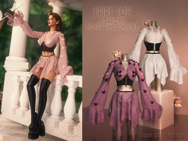 Alpha Fairy Top BRsims x DreamGirl by bluerose-sims - The Sims 4 Custom Content
