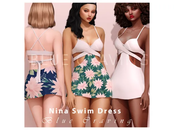 Alpha Blue Craving Nina Swim Dress by bluecraving - The Sims 4 Custom Content