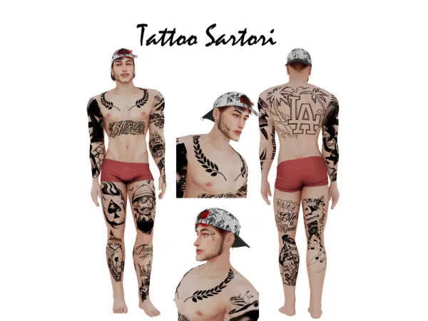 Mix Pack Tattoo Male Part 02 by simsfinds - The Sims 4 Custom Content
