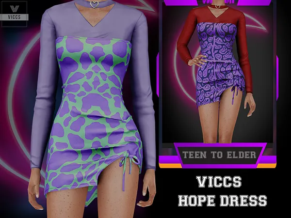 Alpha VICCS HOPE DRESS (TEEN ELDER) by viccs - The Sims 4 Custom Content