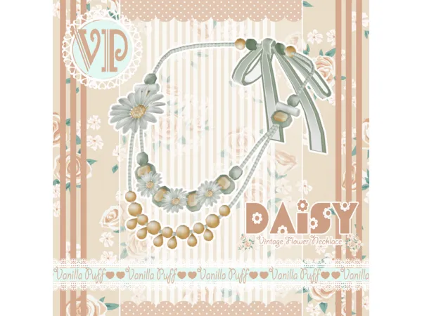 Maxis Match Vanilla Puff Sims 4 Necklace DAISY Vintage Flower Necklace by Vanilla Puff Sims CC - The Sims 4 Custom Content