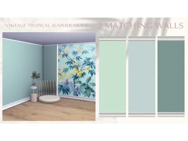 Mix VINTAGE TROPICAL SUMMER Matching Walls by dinhagamer - The Sims 4 Custom Content