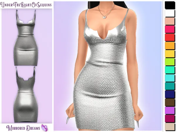 Mix Under The Light Of Sequins Dress by mirroreddreamscc - The Sims 4 Custom Content