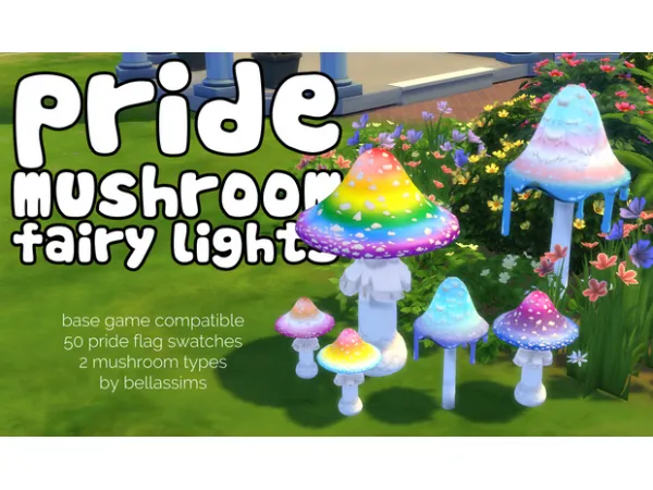 Maxis Match Pride Mushroom Fairy Lights Download by simsfinds - The Sims 4 Custom Content