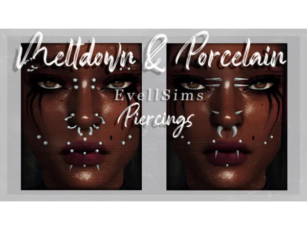 Mix Meltdown Porcelain Face Piercings by simsfinds - The Sims 4 Custom Content
